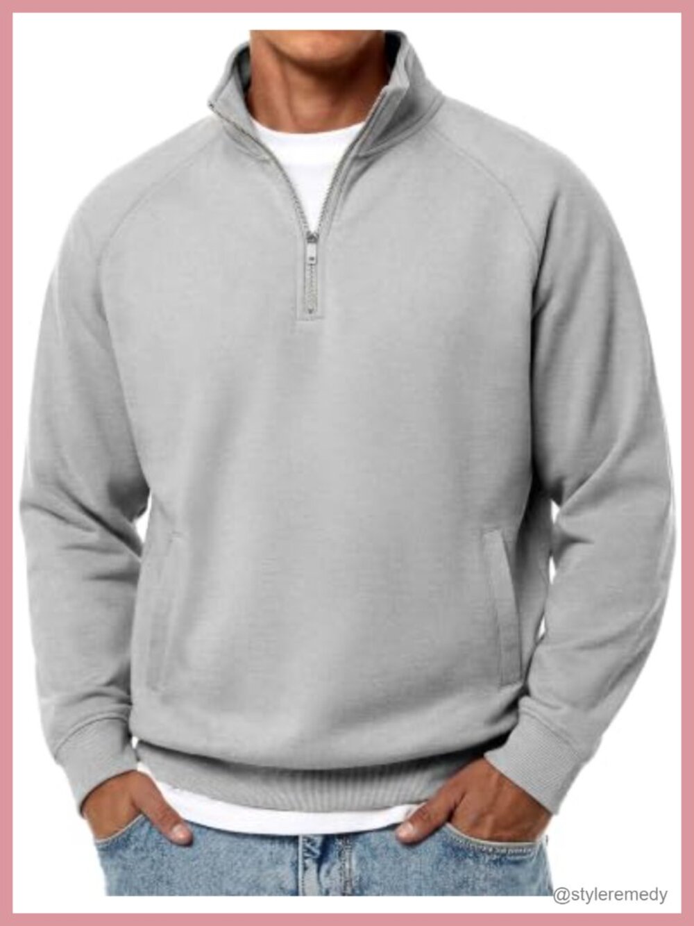 Men's Quarter Zip Pullover Sweatshirt Fleece Lined Mock Neck Warm Winter